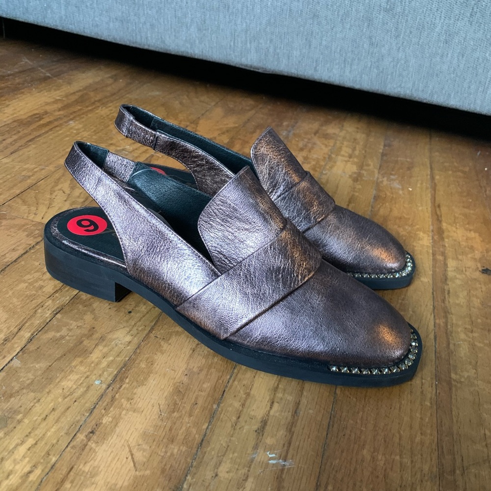 Free People studded purple sling-back mules